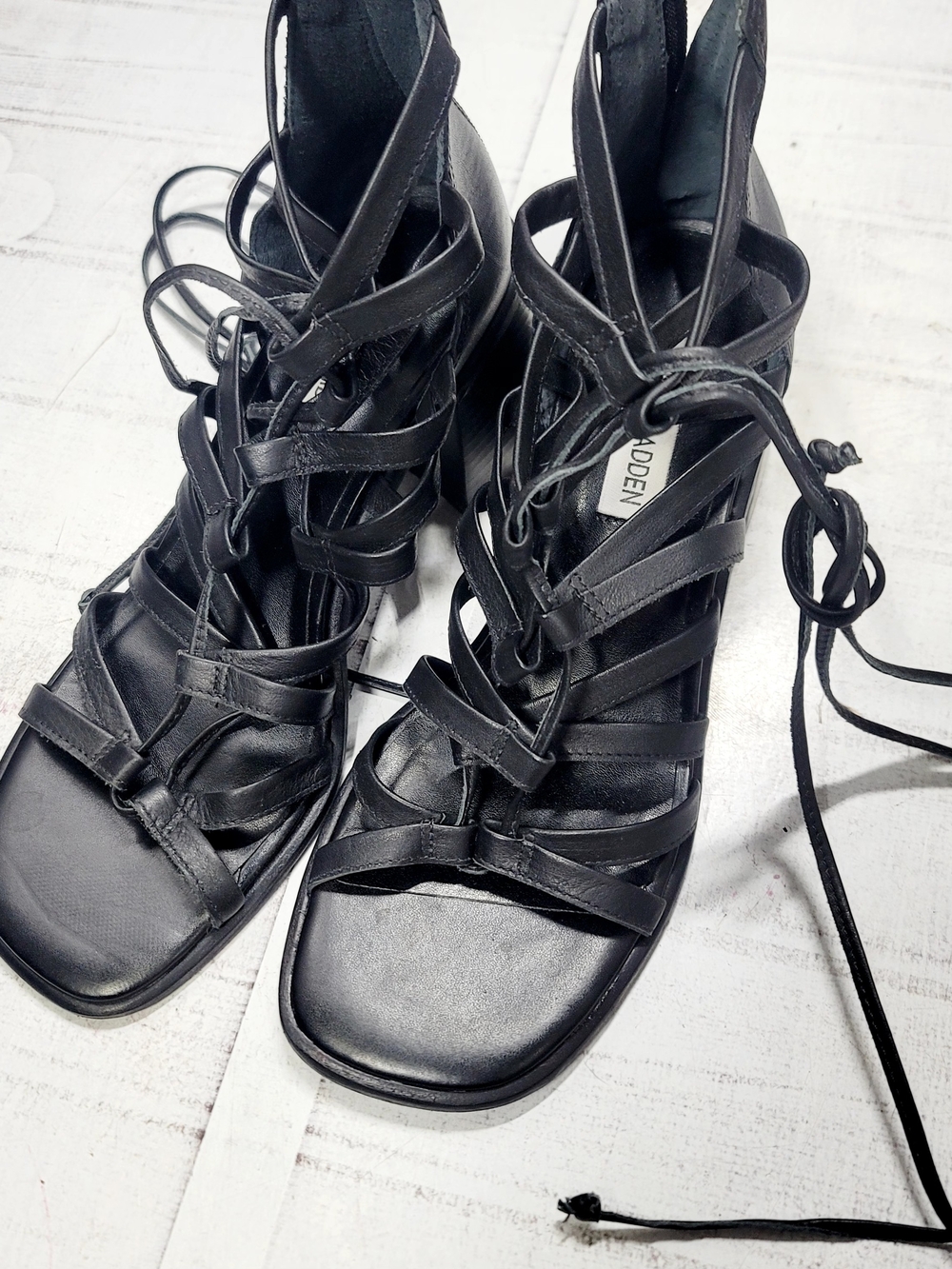 Steve Madden Black Strappy Lace-Up High Heels